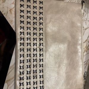 Elegant Silver Clutch with Black Accents